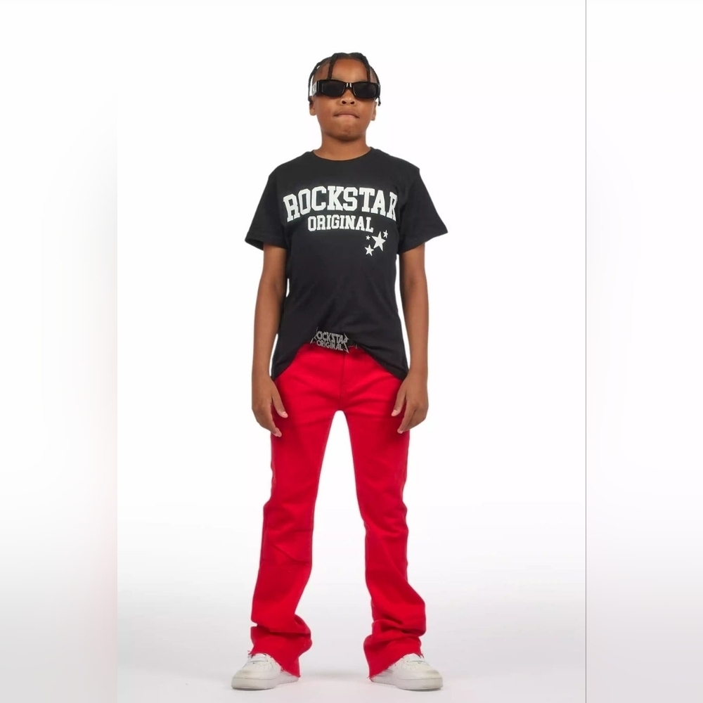 Rockstar Original boys dag red stacked flare jean